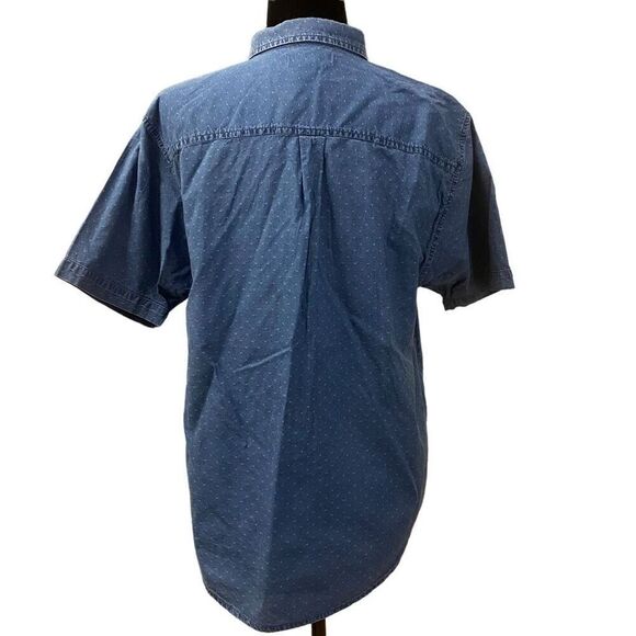 Madewell Medium Denim Swiss Dot Short Sleeve Button Down Top Size Small - Picture 4 of 13